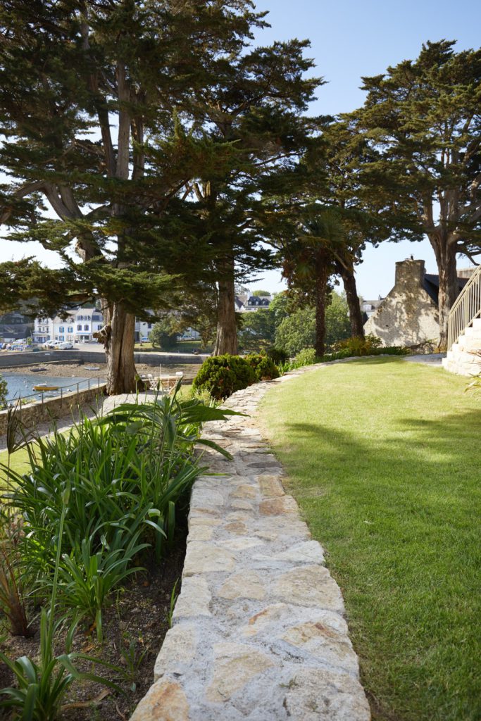 vue du dessus d'un muret jointoyé