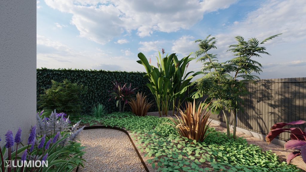 côté de la maison avec couvre sol en 3D