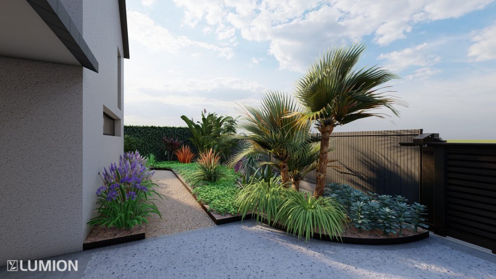 entrée de la maison et allée de côté