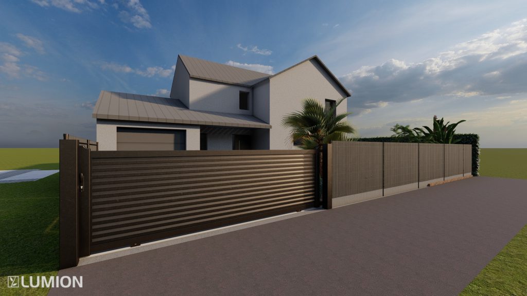 grand portail en aluminium noir