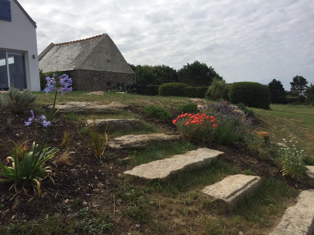 escalier en bloc de granite, nature